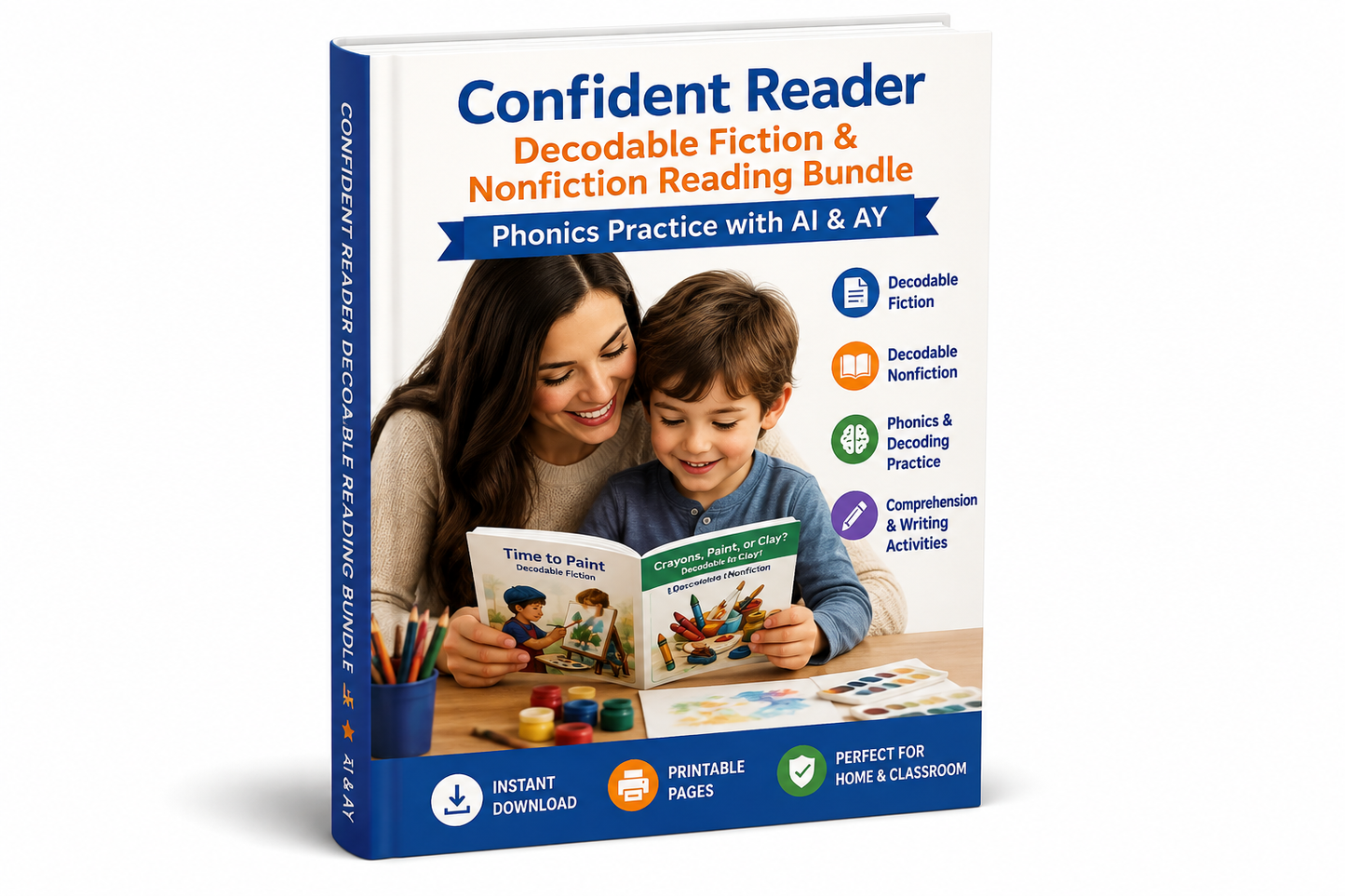 Confident Reader Decodable Fiction & Nonfiction Reading Bundle | Phonics Practice with AI & AY